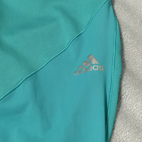 Adidas Leggings Womens XS Blue Aqua Athletic Workout Compression Vibrant Pants - Picture 2 of 7